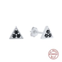 BLACK AWN Cute 100% Pure 925 Sterling Silver Triangle Jewelry Black Stone Engage - £11.42 GBP