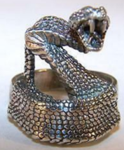 Deluxe Rattlesnake Silver Biker Ring BR149 Mens Or Rings Rattle Snake Jewelry - £9.68 GBP