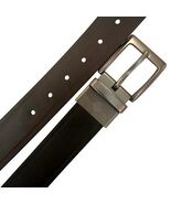 Columbia Black Brown Reversible Leather Belt 34 NWT Gunmetal Buckle - $367.78 MXN