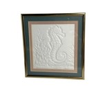 Embossed Sea Horse Framed Paper Art Coastal Tropical Decor Vintage - $8.52