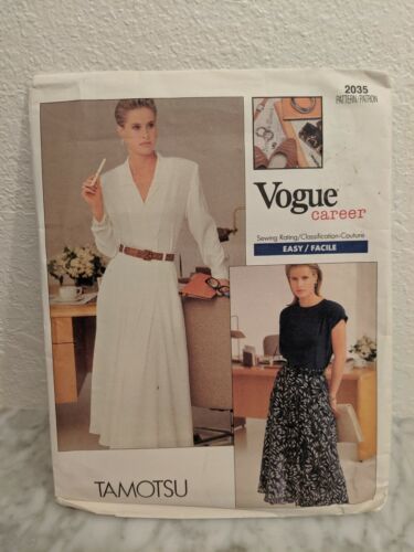 Primary image for Vogue Easy Career Sewing Pattern 2035 Tamotsu Shirt Top Skirt Size 8-10-12 UC