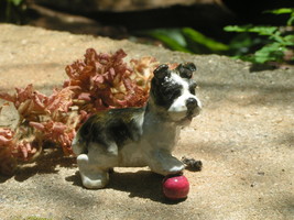 Ron Hevener Dog With Ball Figurine Miniature  - £19.61 GBP