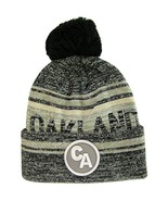 Oakland CA Patch Fade Out Cuffed Knit Winter Pom Beanie Hat (Black/Gray) - £11.95 GBP