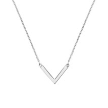 Chic Minimalist Sterling Silver Arrow V-Shaped Pendant Necklace - £20.70 GBP