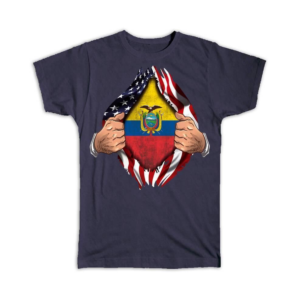 Ecuador : Gift T-Shirt Flag USA American Chest Ecuadorian Expat Country Item image 3