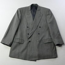 Vtg Cricketeer 46L Gray Double Breasted Peak Lapel Mens Suit Jacket Sport Coat - $49.99