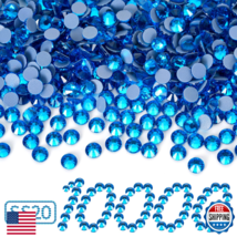10000PCS Capri Blue Hotfix Rhinestones Bulk, Glass Crystal Hot Fix Rhine... - $60.43