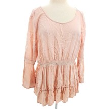 Melrose Market Blouse Bohemian Chic Lightweight Long Sleeve Shirt Tier Lace Top - £18.39 GBP