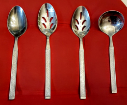Diamond Texture Slotted Serving Spoon Ladle LOT Stainless Flatware Utens... - £15.54 GBP