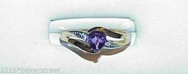 10k 75.Ct Amethyst Pear Solitaire Diamond Ring Size 7 Yellow Gold Vintage - $247.49