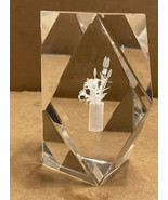 Bouquet Water Lily Cat Tails Laser Cut Etched Crystal Glass Cube 3” Pape... - €15,48 EUR