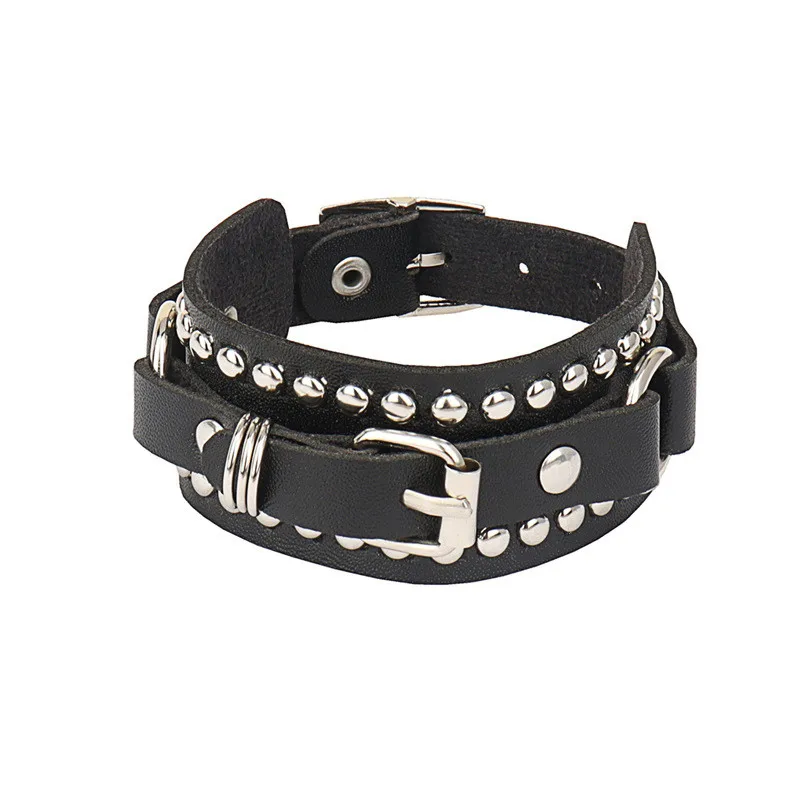 Fashion Gothic Punk Unique Spikes Rivet Stud Wide Cuff Bracelet Leather Punk Got - £16.42 GBP