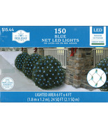HOLIDAY TIME 66-214 150CT BLUE LED NET LIGHTS 6&#39; x 4&#39;, GREEN WIRE - NEW! - £15.50 GBP