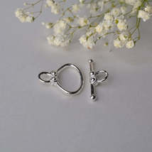 Solid 925 Sterling Silver Oval Toggle Clasp - £13.20 GBP