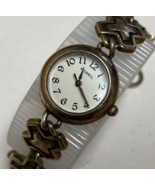 Vintage Fossil Quartz Watch Women Silver Tone White Dial New Battery 6 1/4&quot; - $21.84