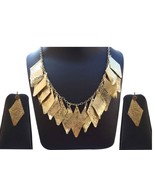 Designer Fashion Gold Plated Hammer Finish Necklace Earring Jewelry for ... - $21.90