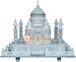 7&quot; Marble White Collectible Taj Mahal Inlaid Historical Showpiece Gifts For Her - £241.85 GBP