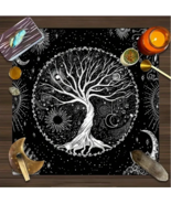 Tree of Life B &amp; WTarot Reading, Altar, or Rune Casting Cloth  Approx 19... - £7.96 GBP