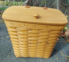 Longaberger Classic Mail Basket with Wood Lid, Protector & Hanging Hardware - $140.24