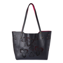 Pioneer Woman Tote w/Pouch ~ BLACK ~ Laser Cut ~ Vegan Leather ~ Handbag... - $84.05 CAD