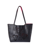 Pioneer Woman Tote w/Pouch ~ BLACK ~ Laser Cut ~ Vegan Leather ~ Handbag... - $84.20 CAD