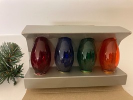 Vtg Yule 4PK Christmas Light Bulbs Twinkle  C 9 1/4 Multi Color NOS Lamps Clear - £8.21 GBP
