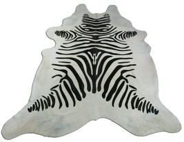 Zebra Cowhide Rug Size: 7 1/2&#39; X 7&#39; Black/White Zebra Print Cow Hide Rug C-817 - £220.74 GBP