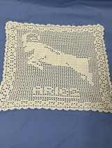 Crochet Lace Doily Square Cotton Aries Ram Ecru Tan 14x14” Handmade SC41 - £4.74 GBP