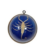 VINTAGE REAL SCORPION ROUND ACRYLIC LUCITE PAPERWEIGHT BLUE FELT BOTTOM ... - $26.16