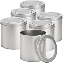 Tosnail 6 Pack round Metal Tins Canister with Window Top Lid, 17 Oz Tin Can Box, - £20.42 GBP