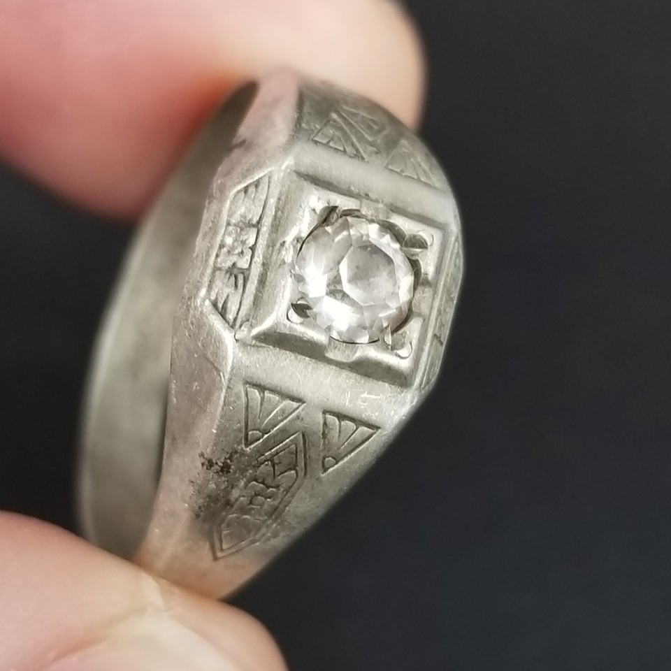 size 11 mens ring 1930s Art Deco sterling silver 925 ring Uncas ESTATE SALE Item image 5