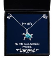 Funny Wife Opal Turtle Necklace, My Wife is an Awesome Principal, Present for, J - £38.91 GBP