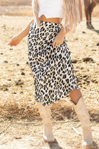 Brown Leopard Print High Waist Midi Skirt - $235.98 MXN