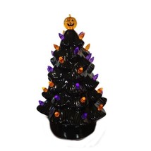 Halloween Black Pumpkin Tree 11” Ceramic Battery Operated Light Up Table... - $39.99