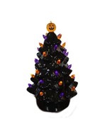 Halloween Black Pumpkin Tree 11” Ceramic Battery Operated Light Up Table... - £31.57 GBP