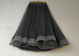 BLACK A-line Knee Length Tulle Skirt Women Custom Plus Size Flare Tulle Skirt image 6