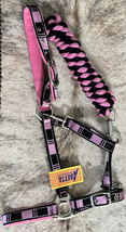 Pink Black Check Nylon Halter and Lead Cob Size NEW - £15.17 GBP