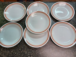 7 Corelle Cinnamon Chestnut Stripe Dessert Replacement Plates 6 3/4&quot; - $34.64