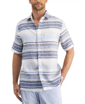 Club Room Luxury Men&#39;s Central Stripes-Print Shirt Blue Combo-Large - £19.77 GBP