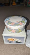 Vintage K Mart Ceramic Candy Cookie Box w/ Lid Original Box Floral Korea Retro - £19.51 GBP