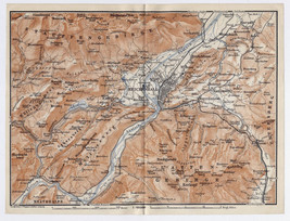 1910 Original Antique Map Of Bad Reichenhall And Vicinity Bayern Bavaria Germany - £17.01 GBP