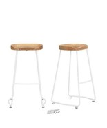 StyleWell White Metal Backless Bar Stool with Wood Seat Set of 2 18.5 x ... - £112.05 GBP