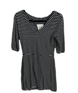 JET CLOTHING Womens T Shirt Dress Striped Black White Sustainable V-Neck... - £9.78 GBP