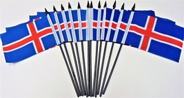 12 Pack 4x6 Inch Iceland Small Miniature Stick Desk &amp; Little Table Flags - £9.49 GBP