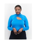 Nina Parker Womens Plus 2X Blue Jewel Cutout Long Sleeve Bodysuit NWT CQ71 - $47.04 CAD