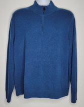 Lands&#39; End Mens Large 100% Cashmere Pullover Blue 1/4 Zip Sweater Long S... - $29.99