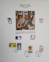 1969-1954 Bowie K. Kuhn Commissioner of Baseball 11&quot;x14&quot; Poster W/ 3 Stamps - £79.51 GBP