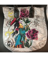 Christian Audigier Geisha And Rose Tote Bag Ed Hardy Silver w/Magnetic C... - $19.00