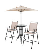 4 Pieces Outdoor Bar Set with Umbrella-Beige - Color: Beige - £161.51 GBP