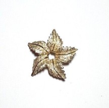 Leaf Gold Tone Star Fall Autumn Textured Brooch Pin EUC - £7.00 GBP